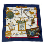 Hermes Scarf Carre 90 Silk Memoire D'hermes Memories Blue White — view 2