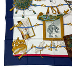 Hermes Scarf Carre 90 Silk Memoire D'hermes Memories Blue White — view 5