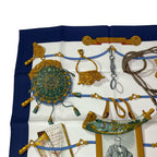 Hermes Scarf Carre 90 Silk Memoire D'hermes Memories Blue White — view 3
