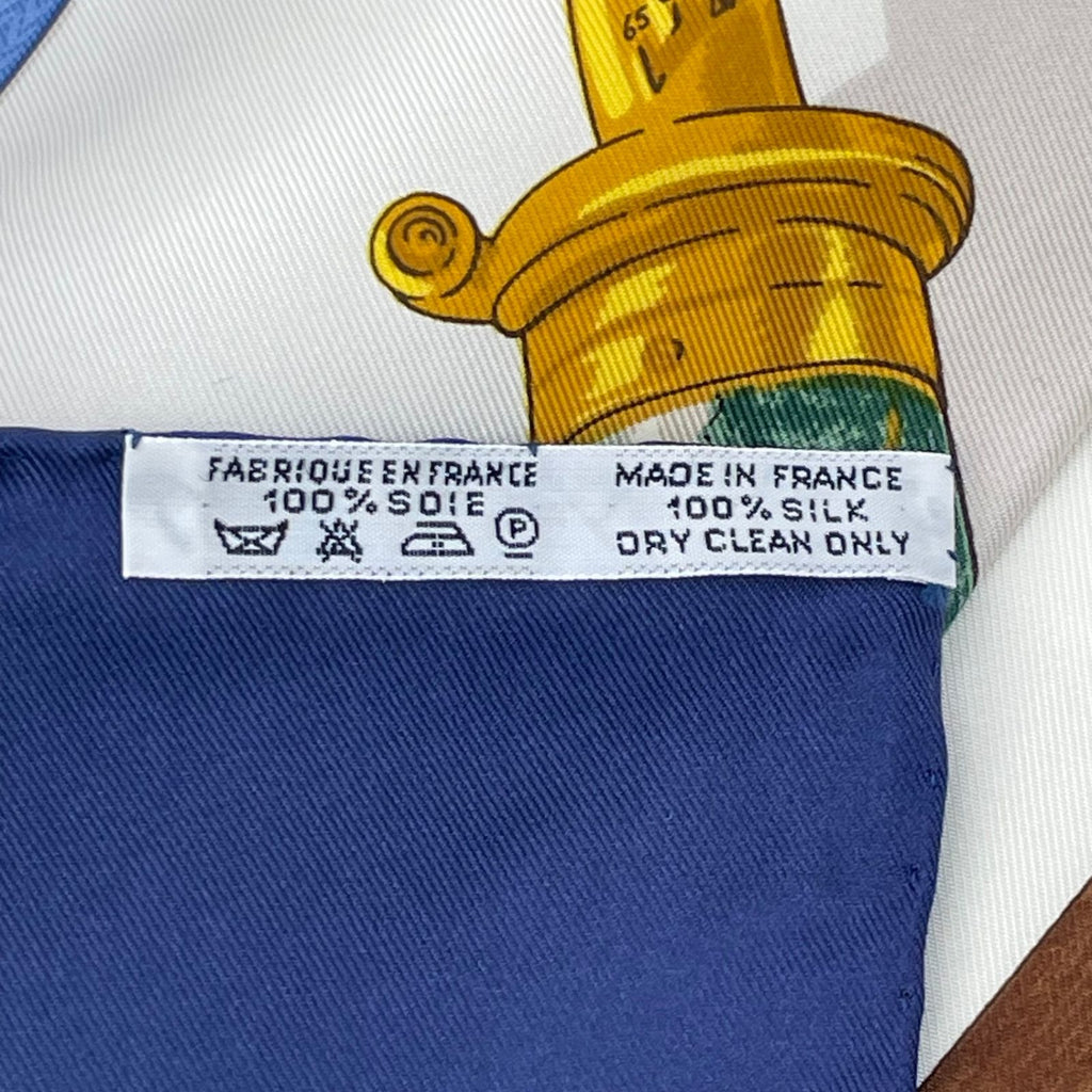 Hermes Scarf Carre 90 Silk Memoire D'hermes Memories Blue White — view 7