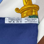 Hermes Scarf Carre 90 Silk Memoire D'hermes Memories Blue White — view 7