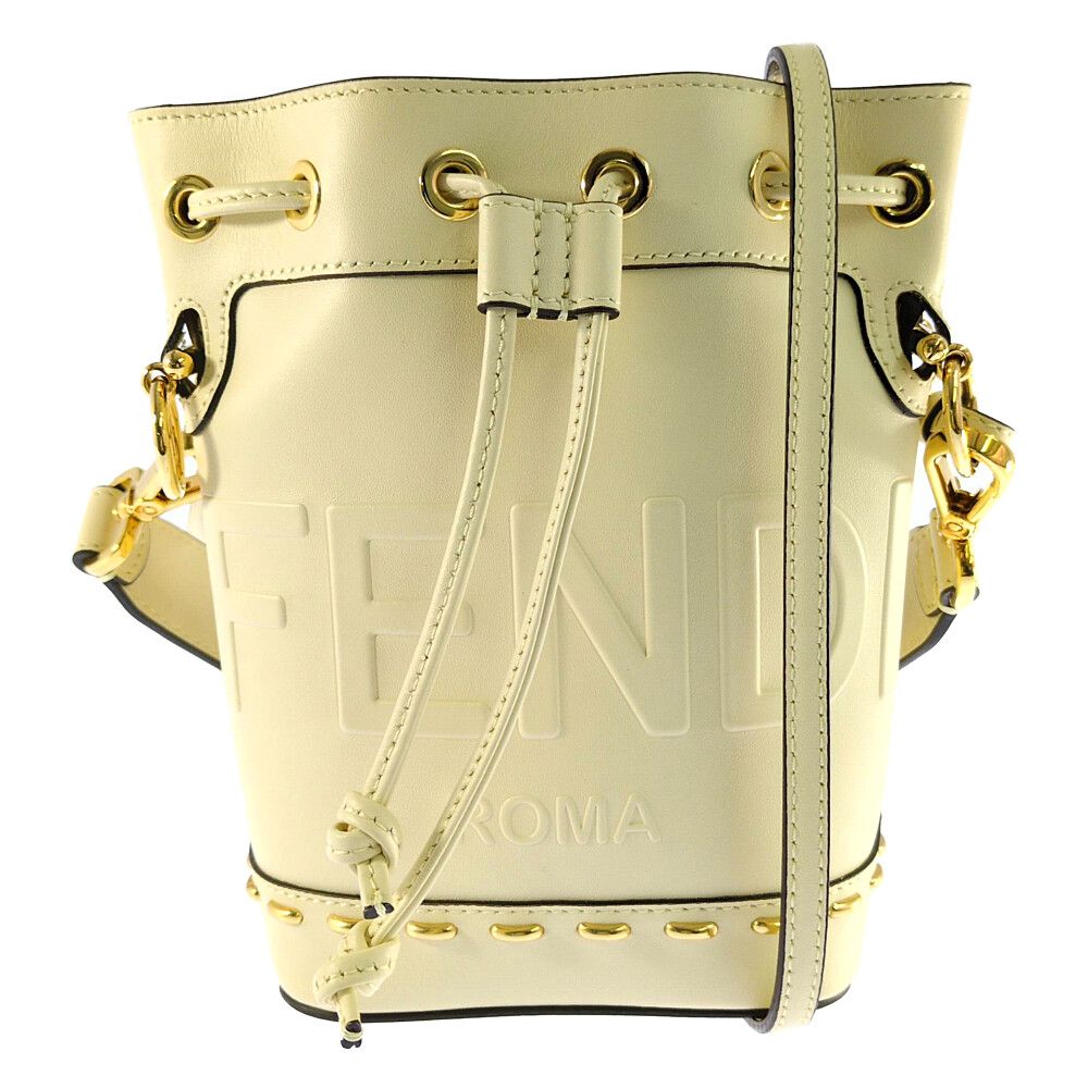 Fendi Mini Montreaux Drawstring Shoulder Bag White