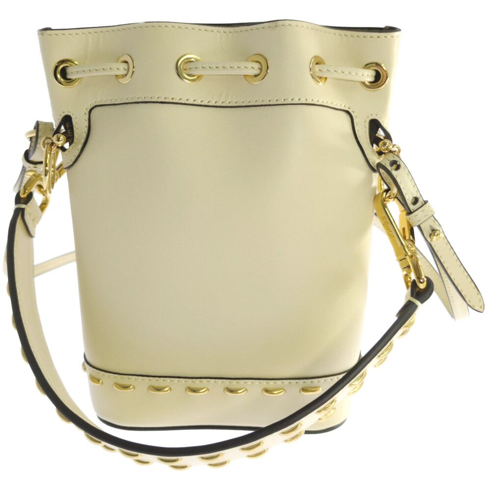 Fendi Mini Montreaux Drawstring Shoulder Bag White — view 3