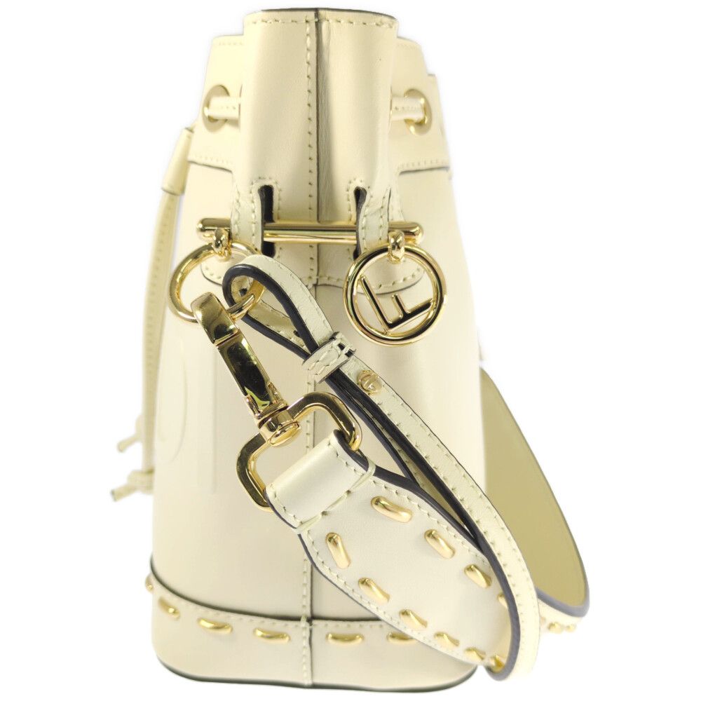 Fendi Mini Montreaux Drawstring Shoulder Bag White — view 2