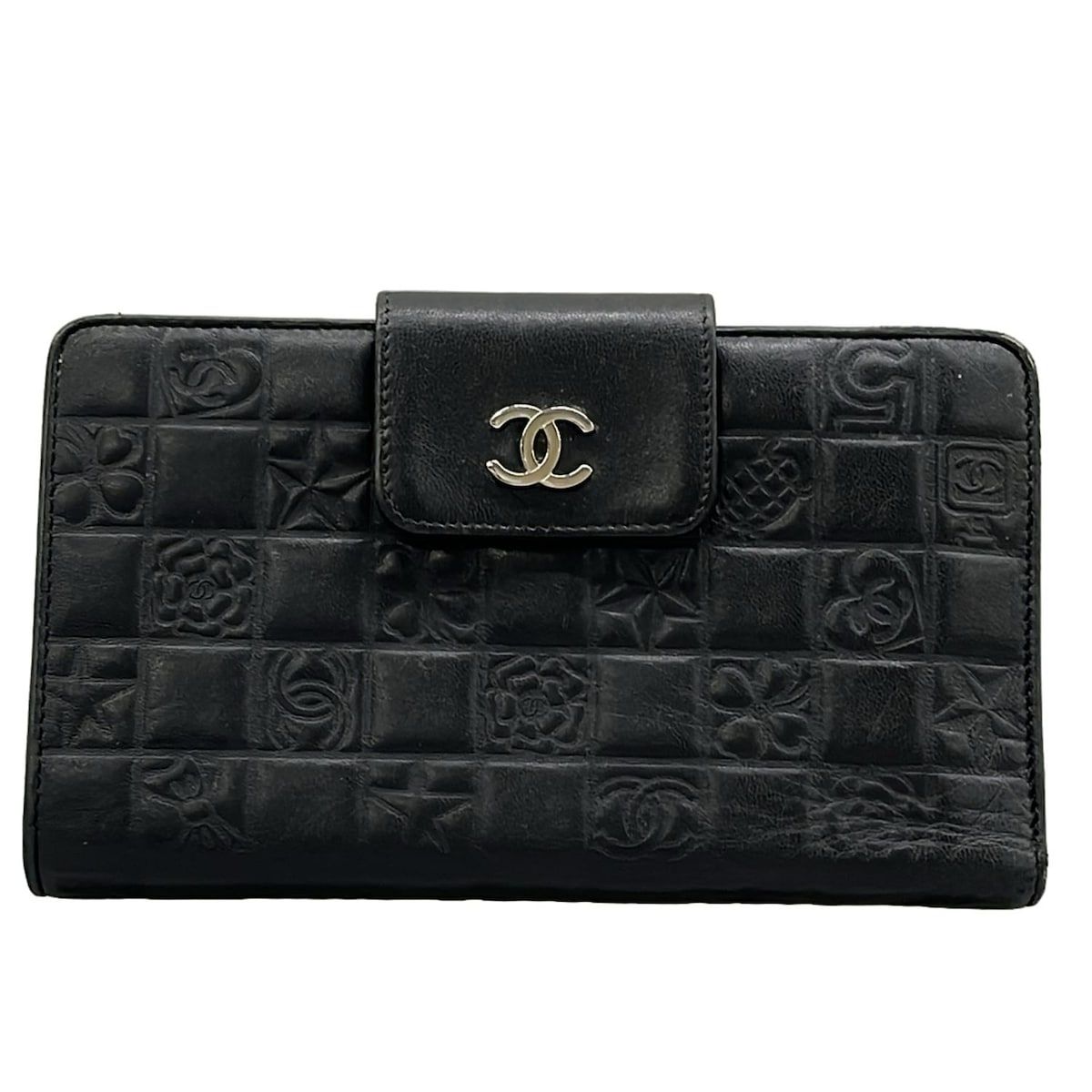 Chanel Wallet Icon Black Silver Lambskin