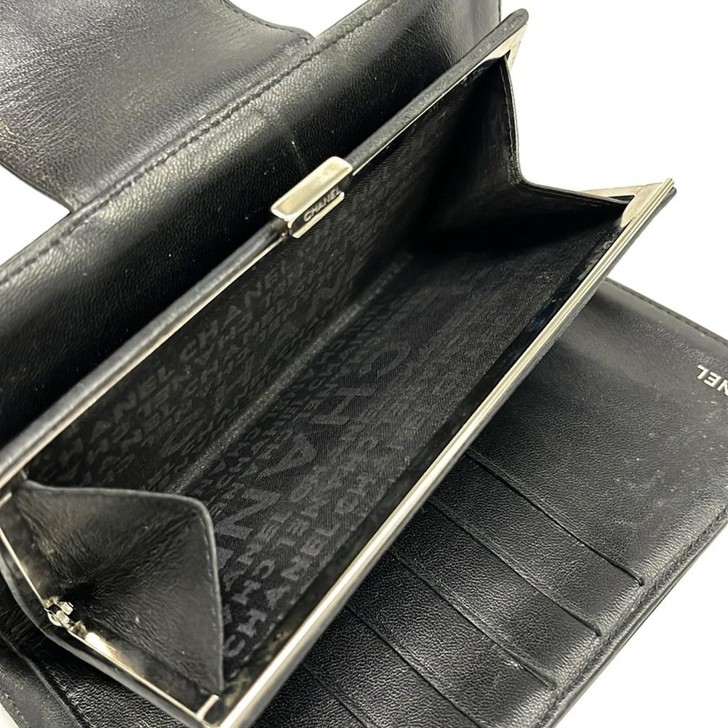Chanel Wallet Icon Black Silver Lambskin — view 4