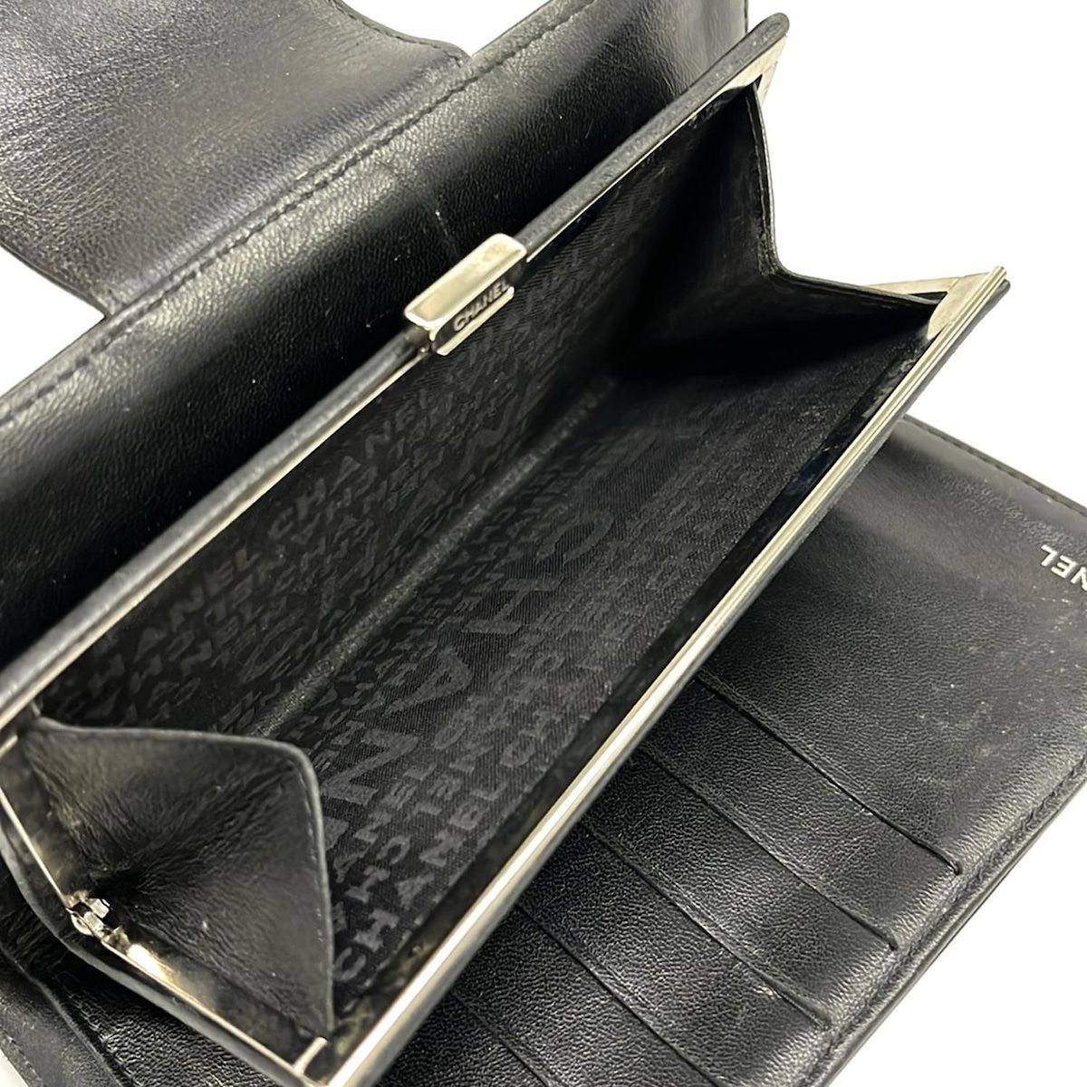Chanel Wallet Icon Black Silver Lambskin — view 4