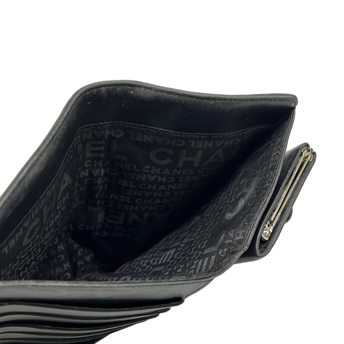 Chanel Wallet Icon Black Silver Lambskin — view 6