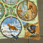 Hermes Carre 90 les Quatre Saisons Four Seasons Brown Animal Flower Scarf Silk — view 6