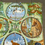 Hermes Carre 90 les Quatre Saisons Four Seasons Brown Animal Flower Scarf Silk — view 4