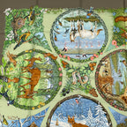 Hermes Carre 90 les Quatre Saisons Four Seasons Brown Animal Flower Scarf Silk — view 3