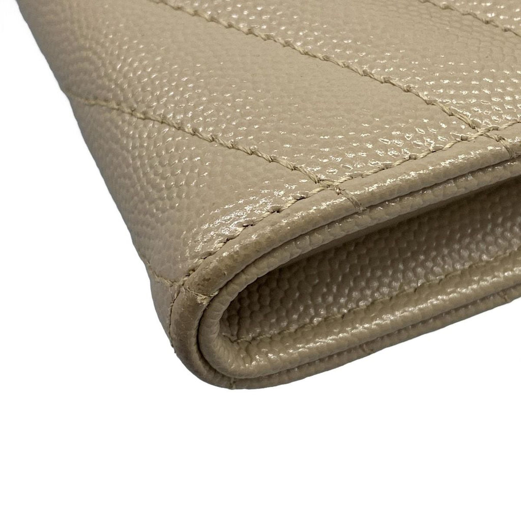 Saint Laurent Paris Wallet Monogram Large Flap Beige Leather — view 8