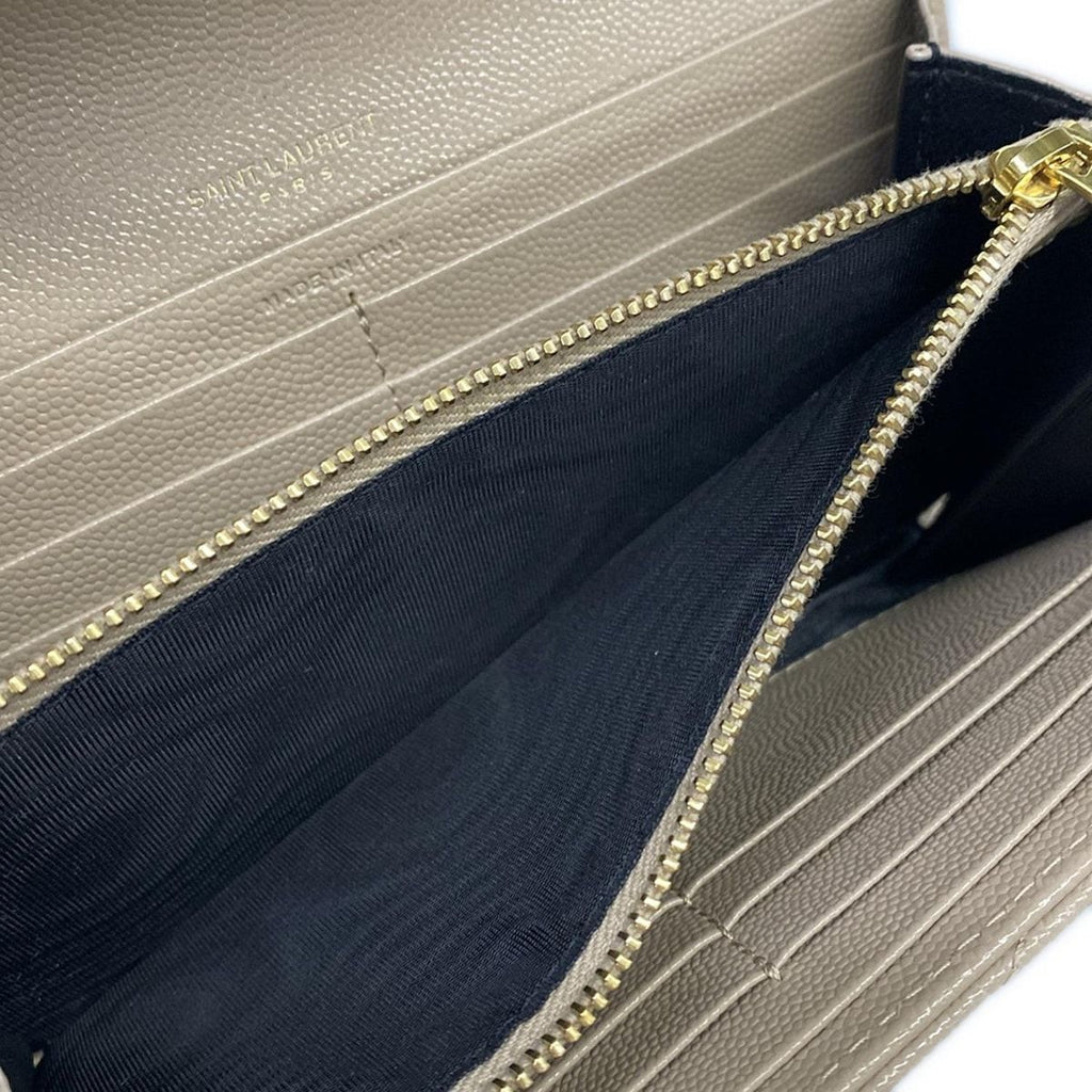 Saint Laurent Paris Wallet Monogram Large Flap Beige Leather — view 5