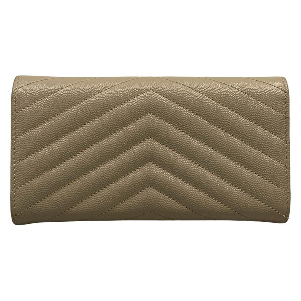 Saint Laurent Paris Wallet Monogram Large Flap Beige Leather — view 2