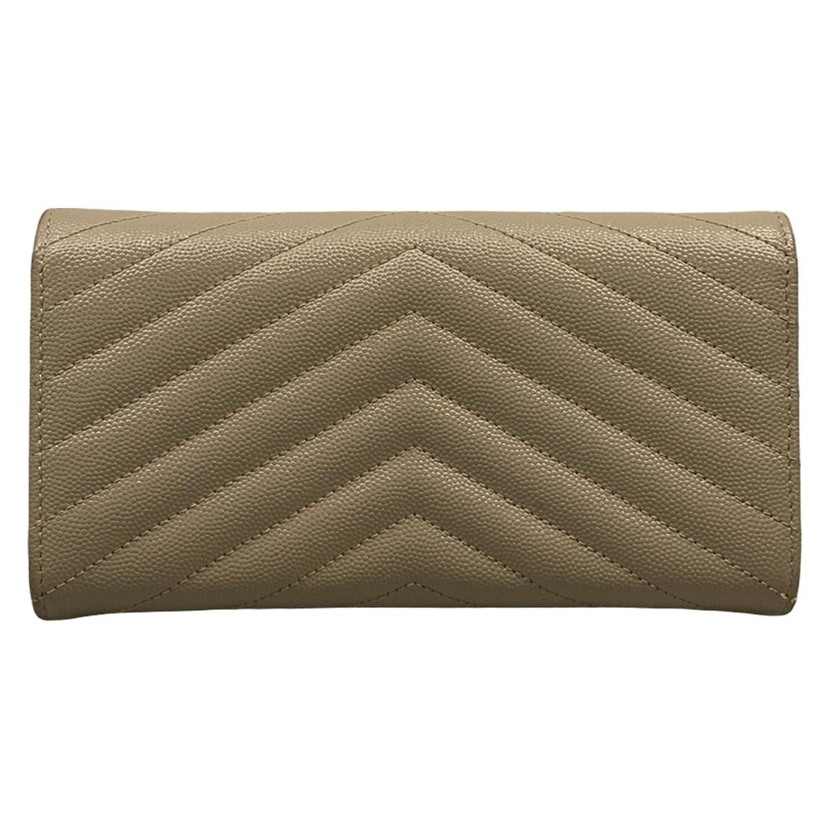 Saint Laurent Paris Wallet Monogram Large Flap Beige Leather — view 2