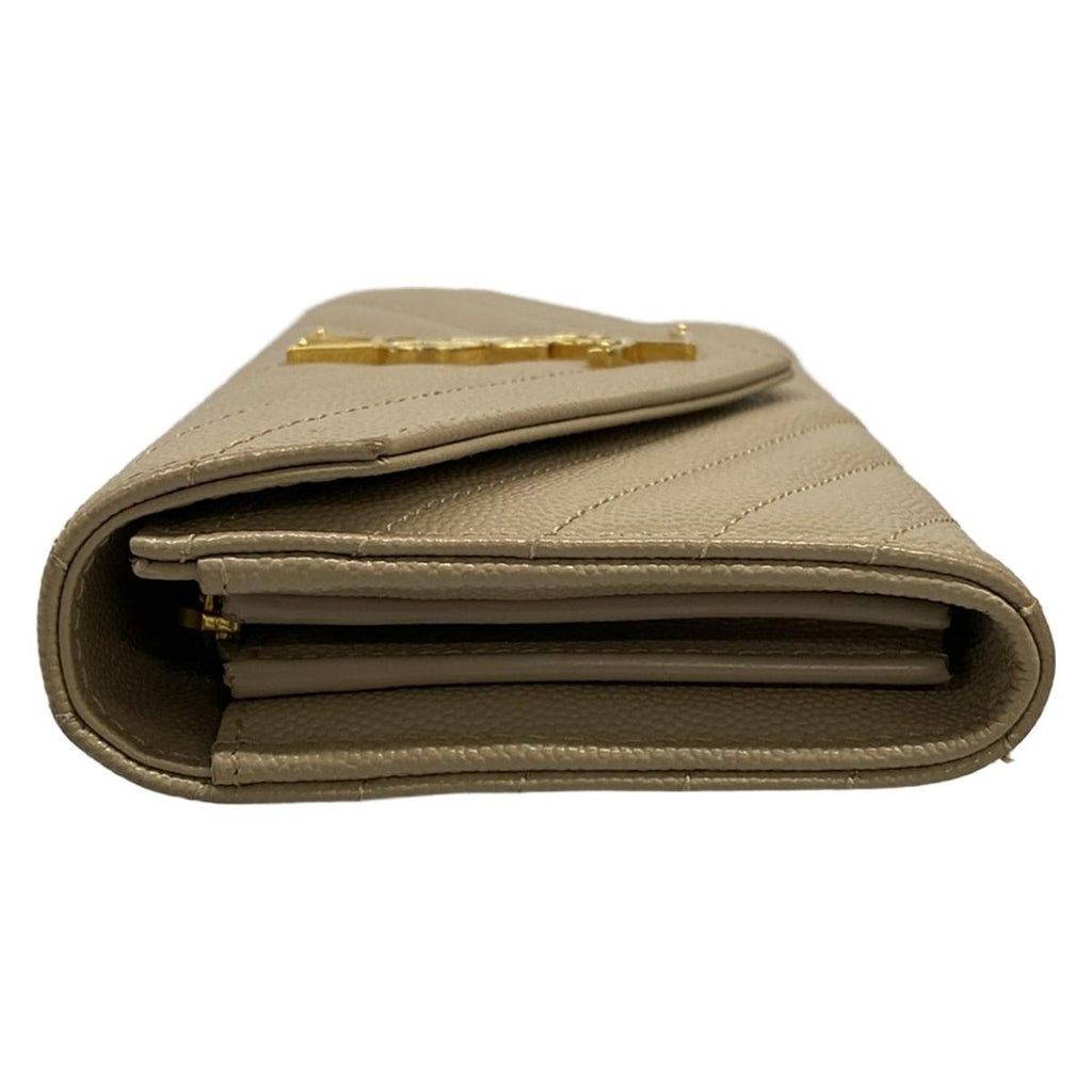 Saint Laurent Paris Wallet Monogram Large Flap Beige Leather — view 9