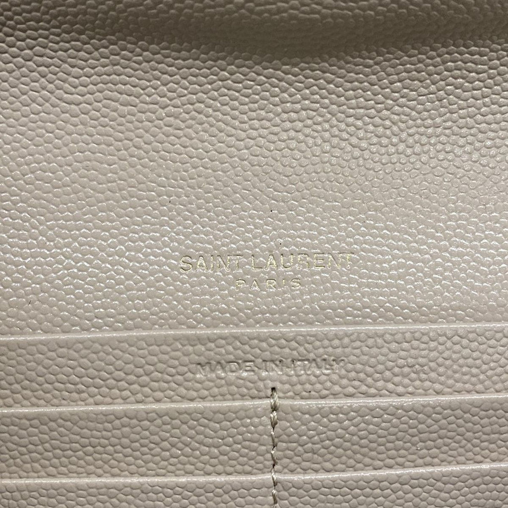Saint Laurent Paris Wallet Monogram Large Flap Beige Leather — view 6