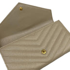 Saint Laurent Paris Wallet Monogram Large Flap Beige Leather — view 3