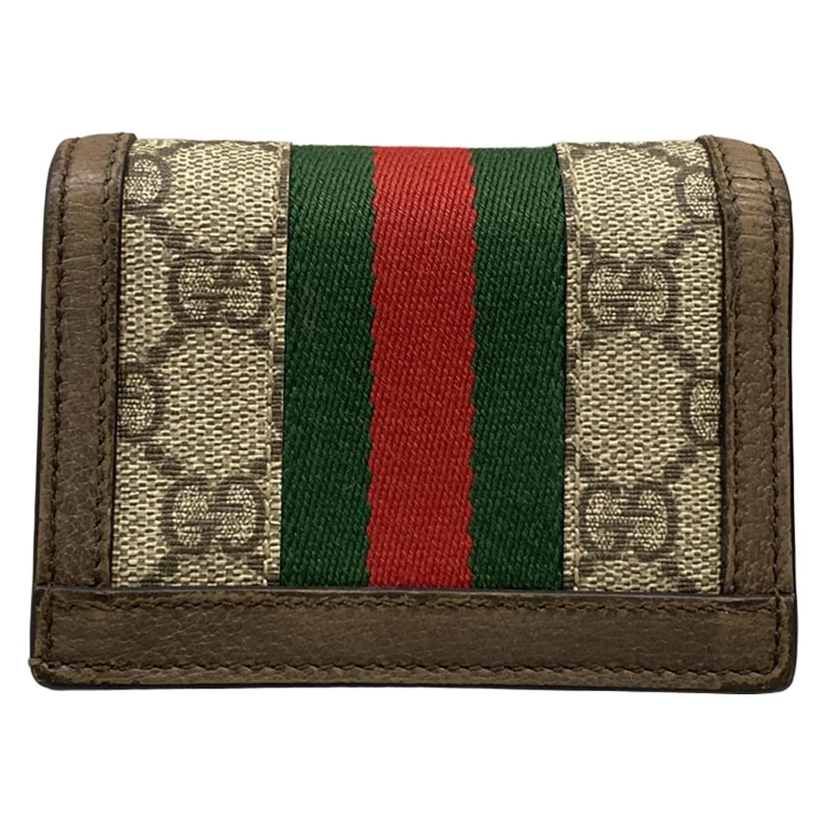 Gucci Bifold Wallet Ophidia Beige Ebony Dark Brown Leather — view 2