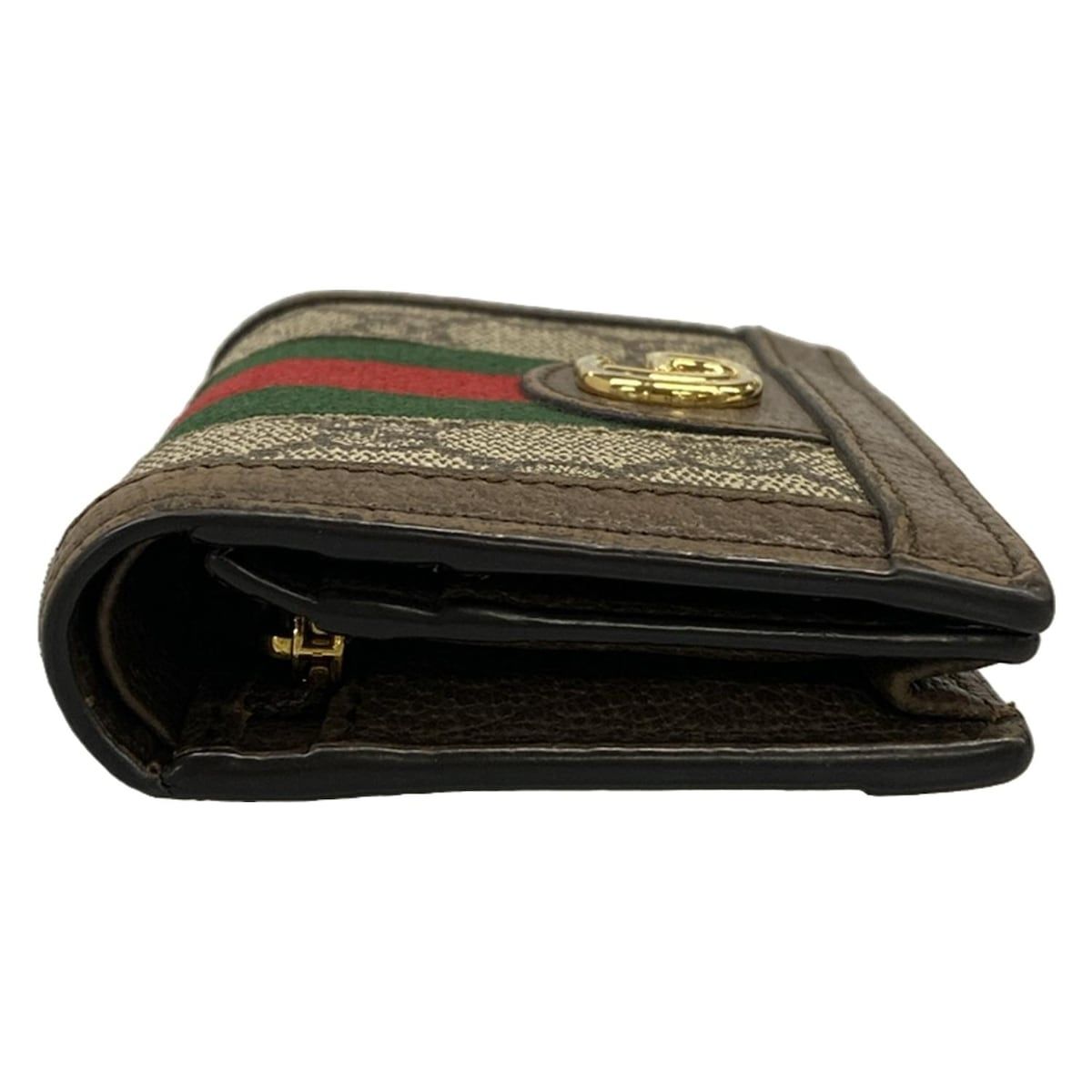 Gucci Bifold Wallet Ophidia Beige Ebony Dark Brown Leather — view 8