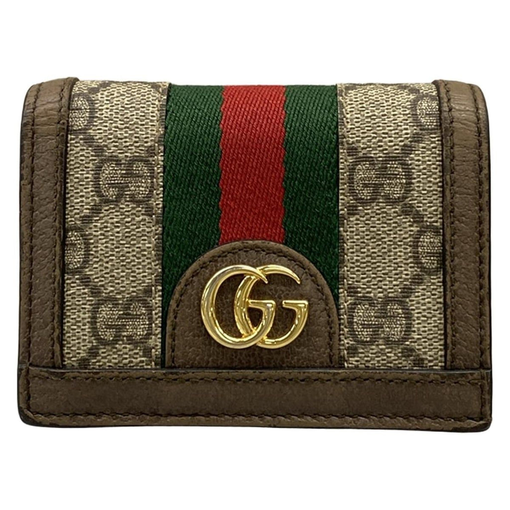 Gucci Bifold Wallet Ophidia Beige Ebony Dark Brown Leather