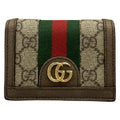 Gucci Bifold Wallet Ophidia Beige Ebony Dark Brown Leather