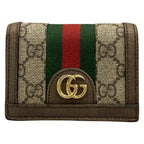 Gucci Bifold Wallet Ophidia Beige Ebony Dark Brown Leather