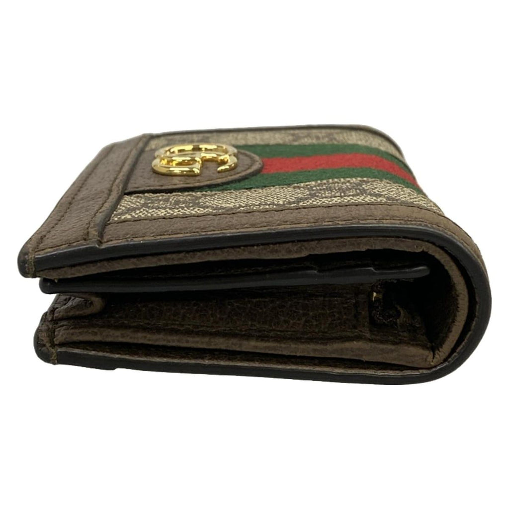 Gucci Bifold Wallet Ophidia Beige Ebony Dark Brown Leather — view 9