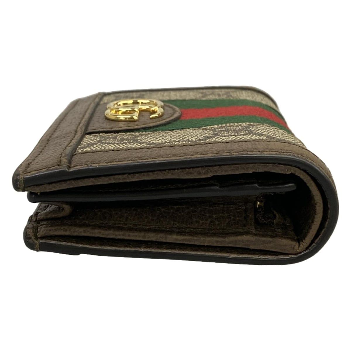 Gucci Bifold Wallet Ophidia Beige Ebony Dark Brown Leather — view 9