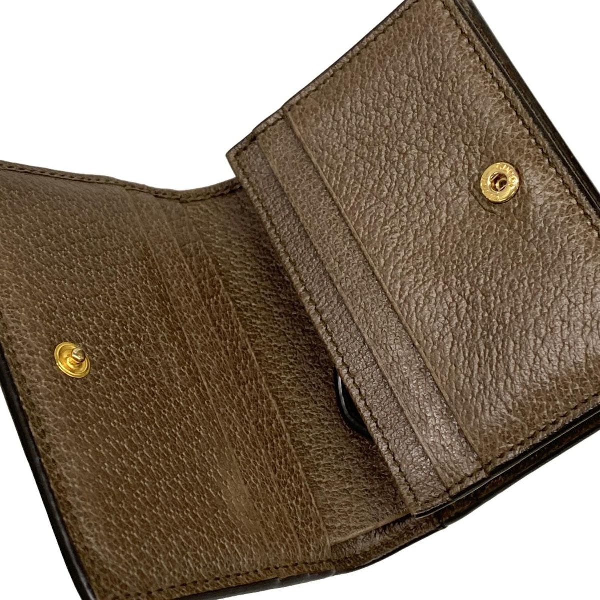 Gucci Bifold Wallet Ophidia Beige Ebony Dark Brown Leather — view 3
