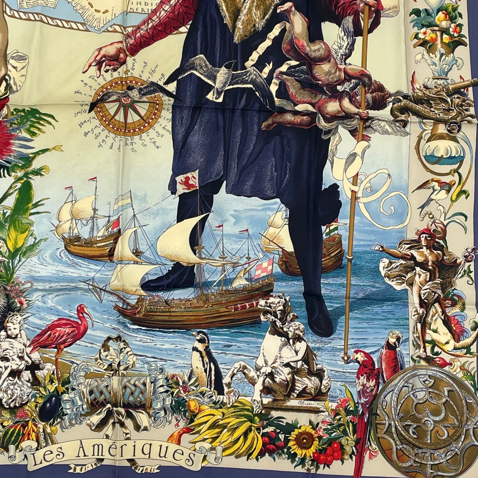 Hermes Carre 90 Scarf les Ameriques Americas Columbus Silk Multicolor — view 5