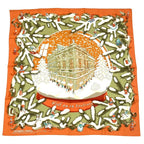 Hermes Carre 90 Noel Au 24 Faubourg Christmas At 24 Silk Scarf Orange