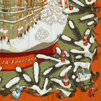 Hermes Carre 90 Noel Au 24 Faubourg Christmas At 24 Silk Scarf Orange