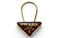 Prada Key Ring Key Holder Triangle Bordeaux Gold