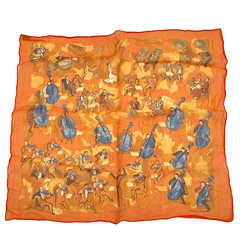 Hermes Concerto Orange Silk 100% Scarf