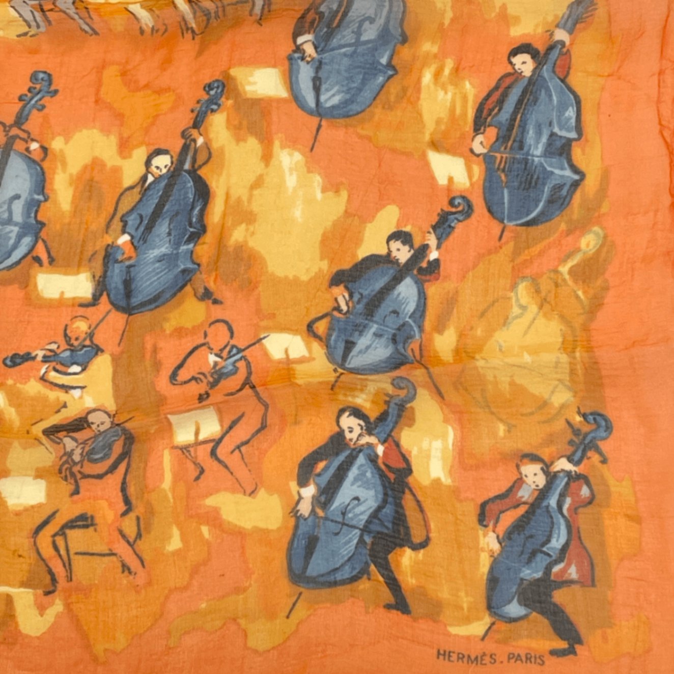 Hermes Concerto Orange Silk 100% Scarf