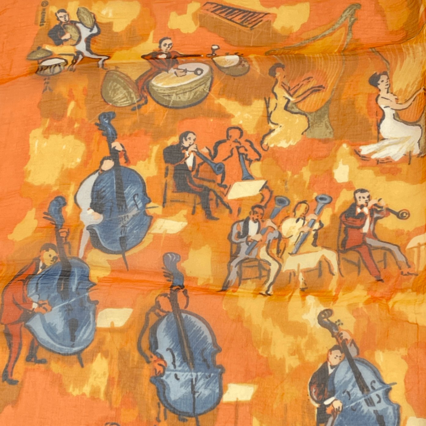 Hermes Concerto Orange Silk 100% Scarf