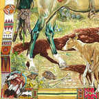 Hermes les Cheyenne Carre 90 Silk Yellow Multicolor Scarf — view 4