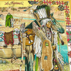 Hermes les Cheyenne Carre 90 Silk Yellow Multicolor Scarf — view 3
