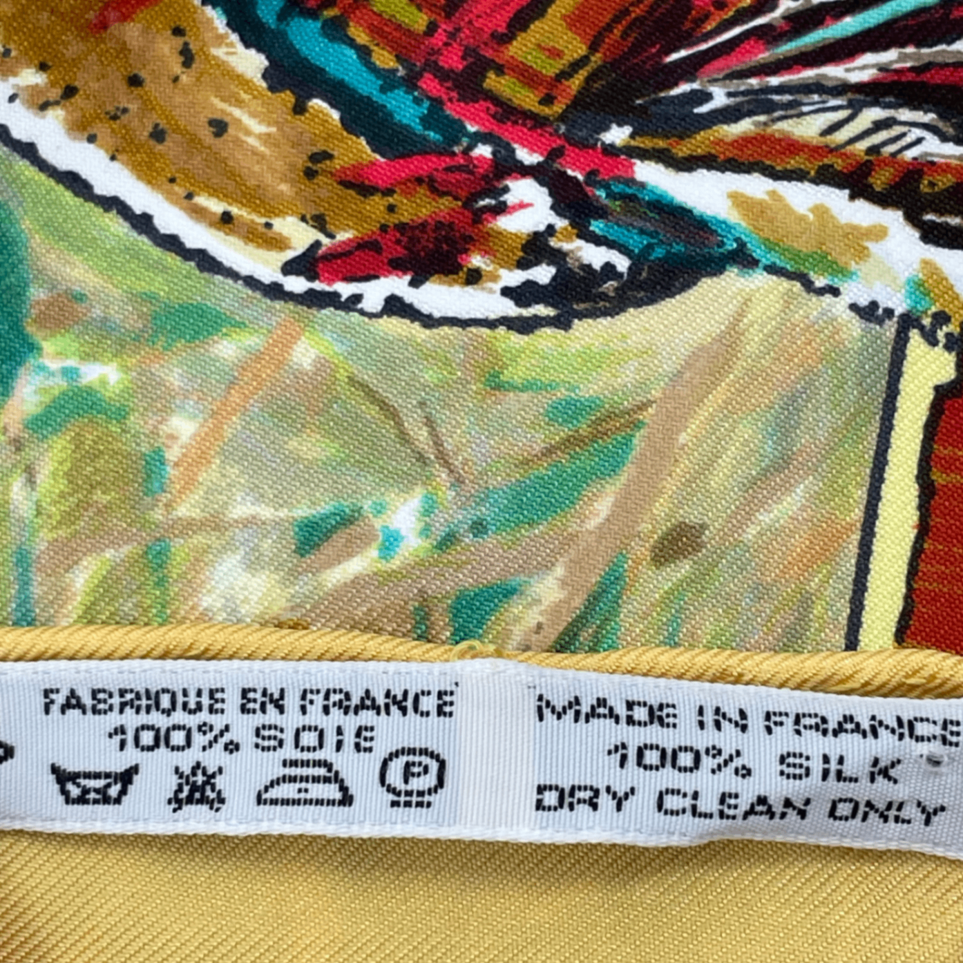 Hermes les Cheyenne Carre 90 Silk Yellow Multicolor Scarf — view 6