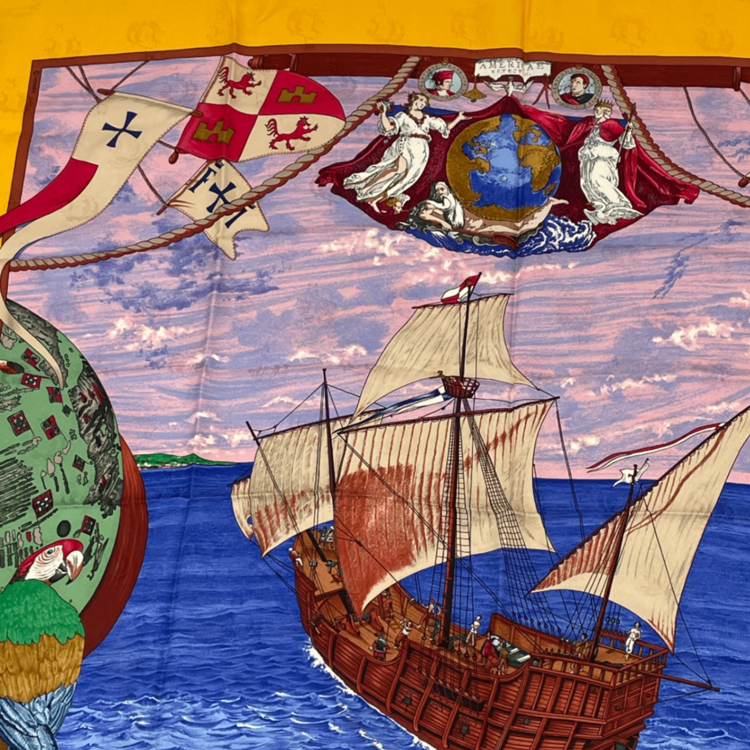 Hermes Scarf Carre 90 Silk Christophe Colomb Decouvre 1 Amerique 12 Octobre — view 2