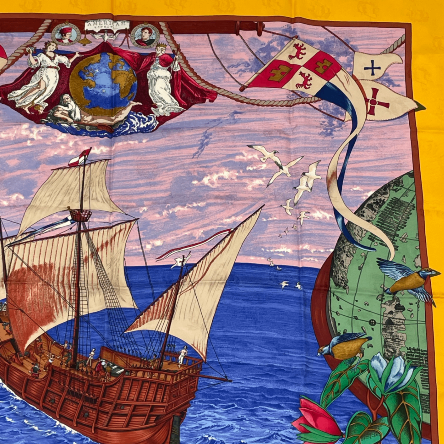 Hermes Scarf Carre 90 Silk Christophe Colomb Decouvre 1 Amerique 12 Octobre — view 3