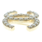Chanel CC Logo Pearl Pin Badge Brooch White Gold — view 4