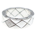 Chanel Quilted Diamond Ring White Gold Silver