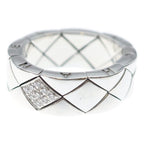 Chanel Quilted Diamond Ring White Gold Silver