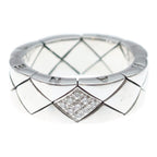 Chanel Quilted Diamond Ring White Gold Silver