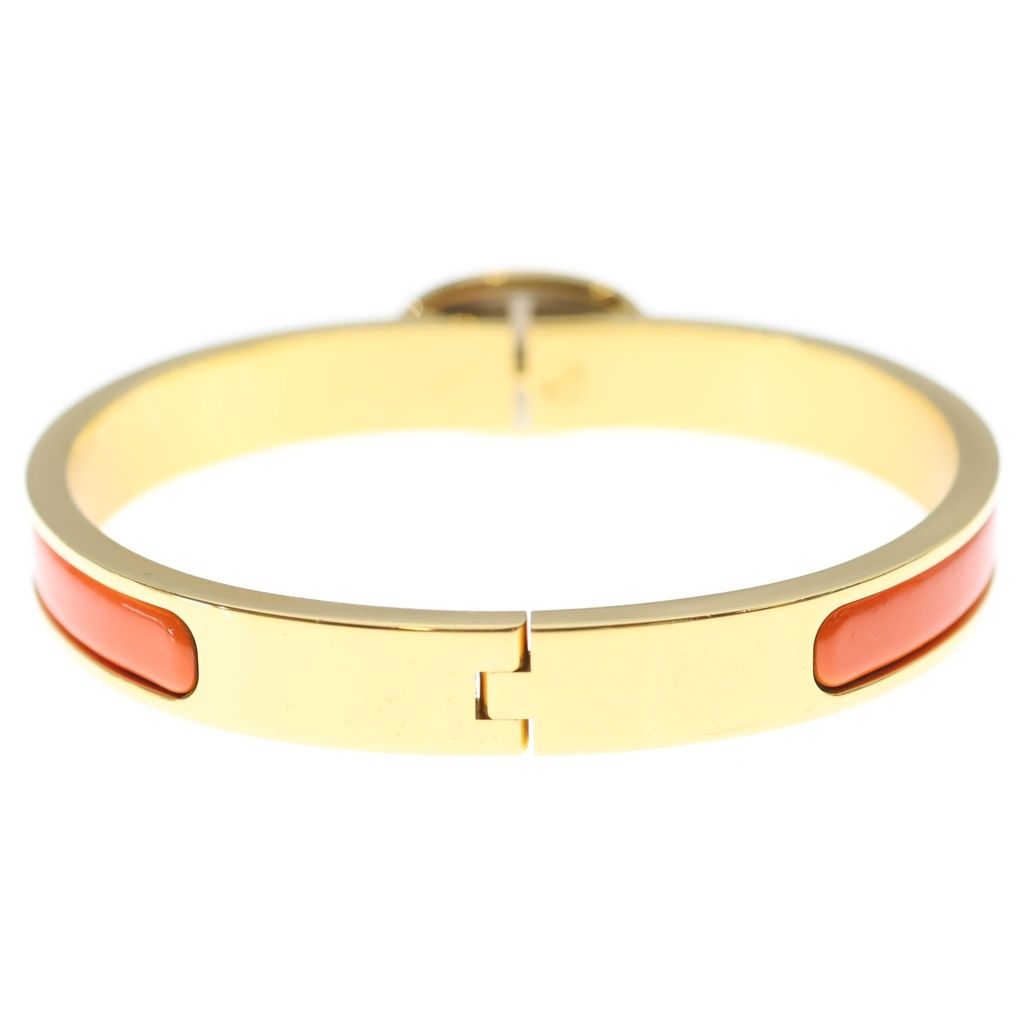 Hermes Mini Click Chaine D'ancre Bangle Bracelet Orange Gold — view 2