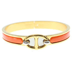 Hermes Mini Click Chaine D'ancre Bangle Bracelet Orange Gold — view 4