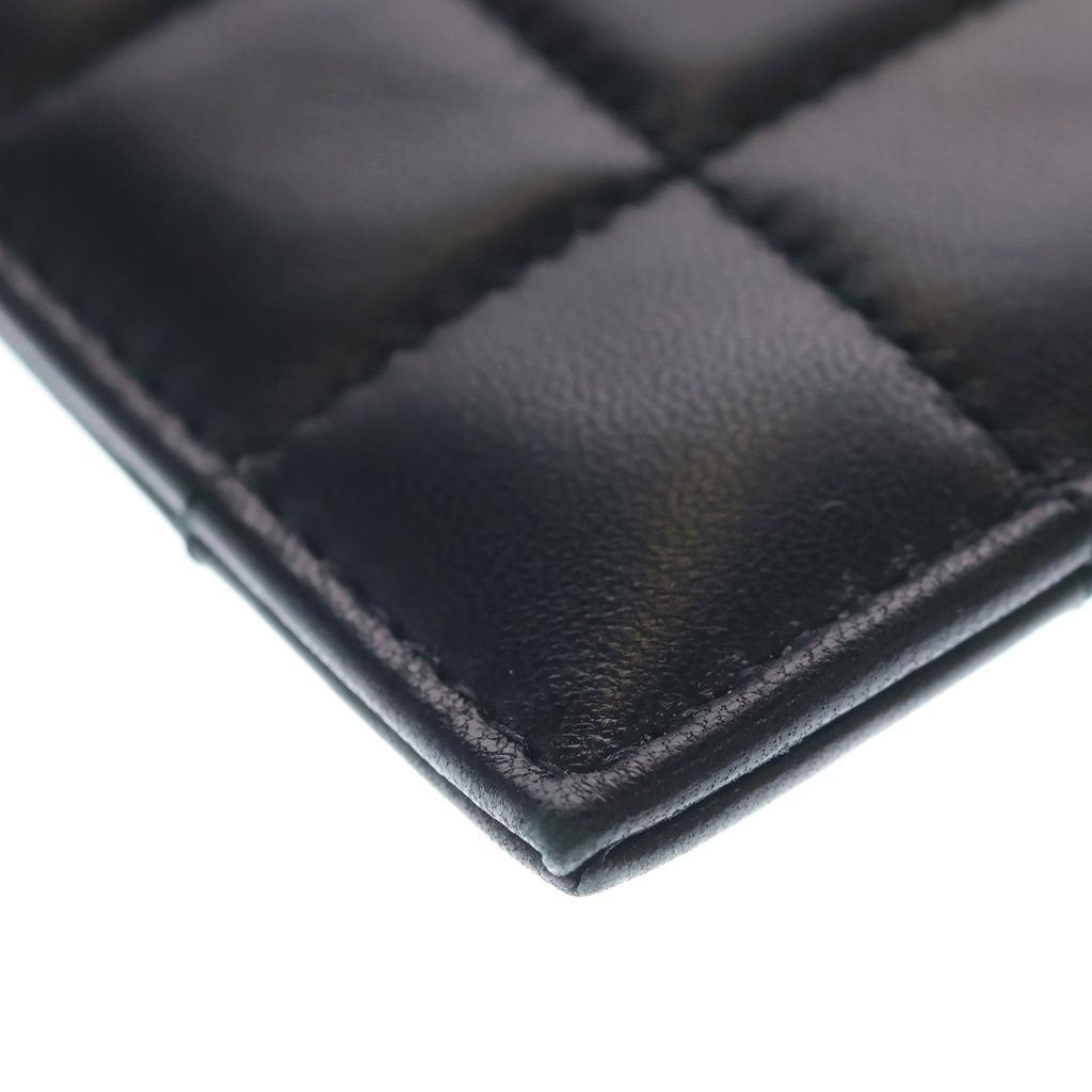 Saint Laurent Paris Matelasse Carre Clutch Case Pouch Black Leather Silver — view 4