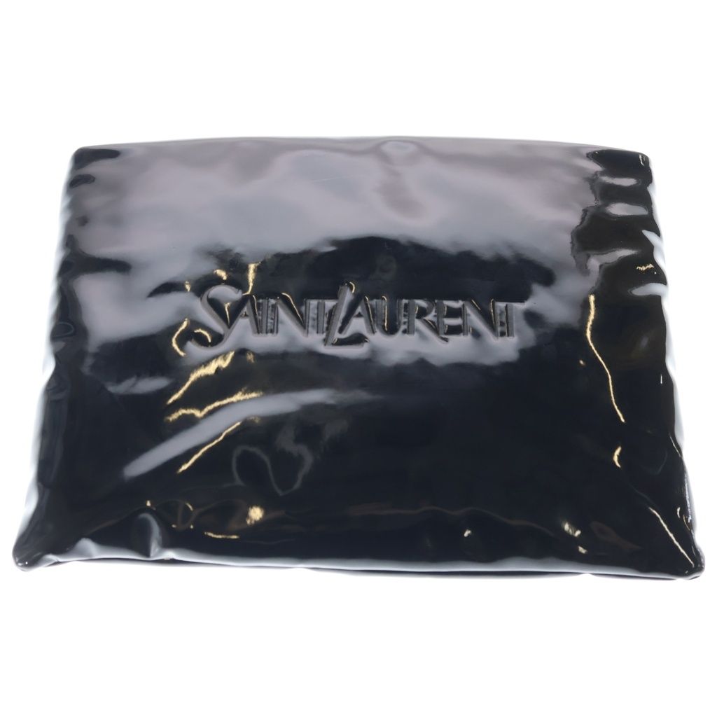 Saint Laurent Paris Large Puffy Pouch Clutch Case Black Patent
